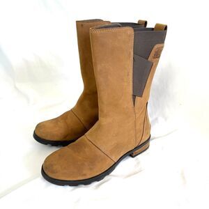 Sorel Emelie III Chelsea Boots Womens Tan Waterproof Leather NL2679 Size 6